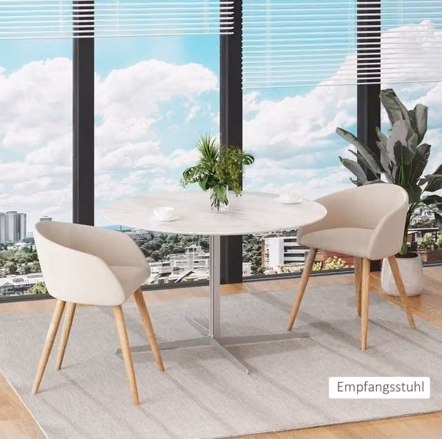Set di 2 sedie da pranzo beige in tessuto testurizzato, gambe in legno, 55x56x74 cm