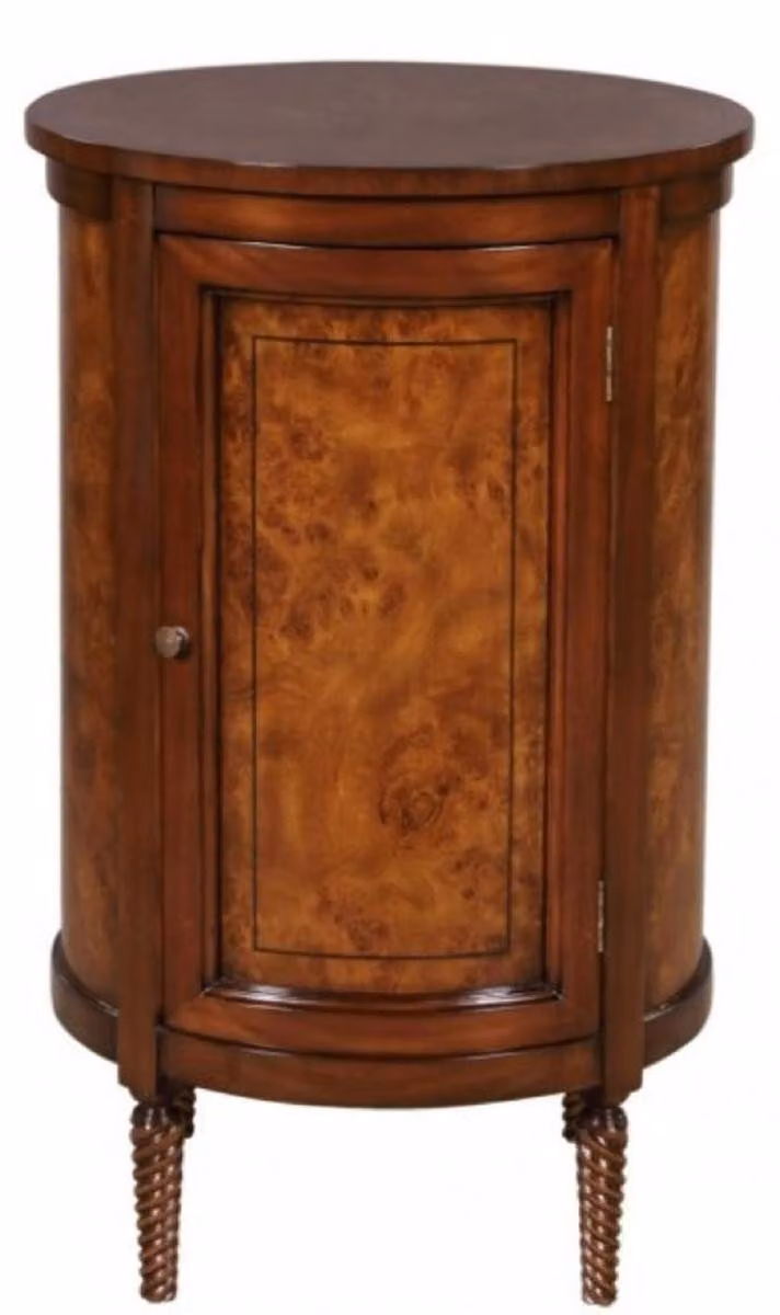 Casa Padrino cassettiera in stile liberty marrone chiaro/marrone Ø 57 x H. 82 cm - Piccolo mobile rotondo a 2 ante