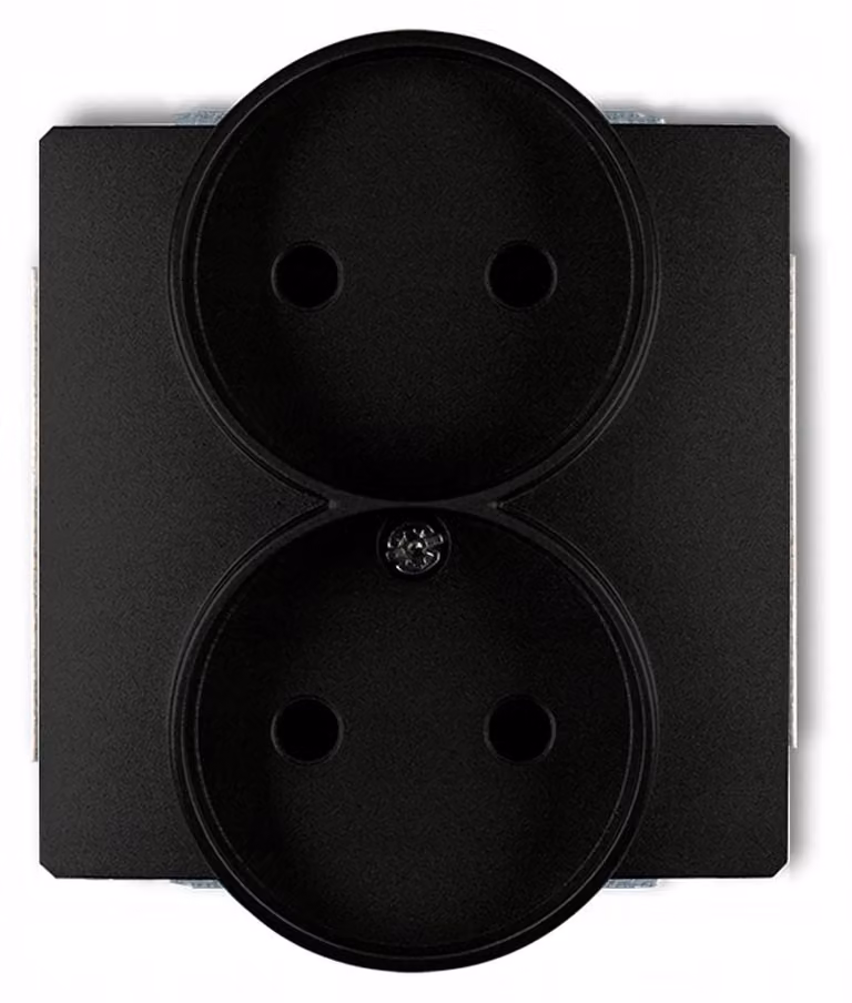 Prese a muro doppie, serie Karlik DECO, da incasso, colore nero