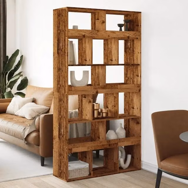 Divisorio per stanza vidaXL in MDF color marrone con scomparti medi L: 100 cm, P: 33 cm, H: 187,5 cm – 1