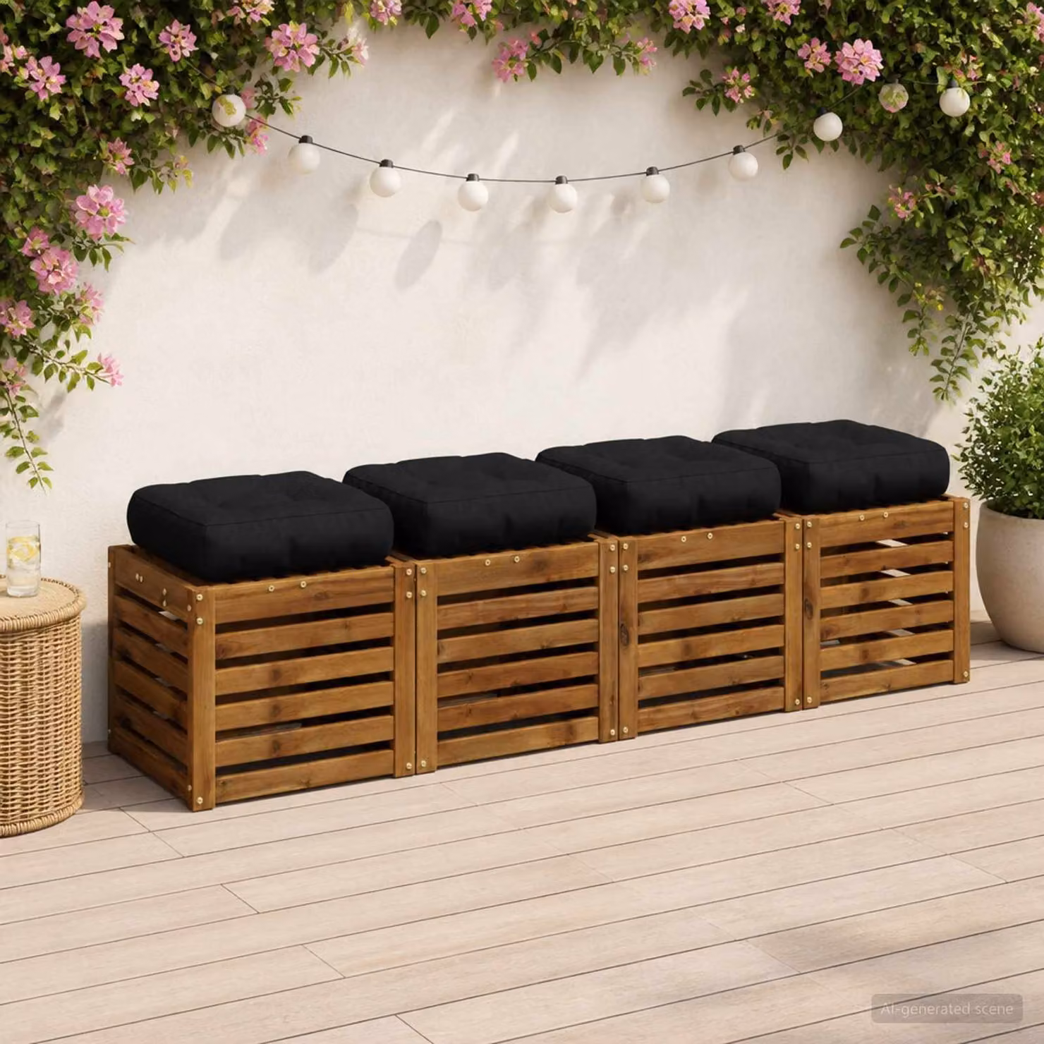 Set di 4 cuscini per sedia VIANEN vidaXL in poliestere, colore nero