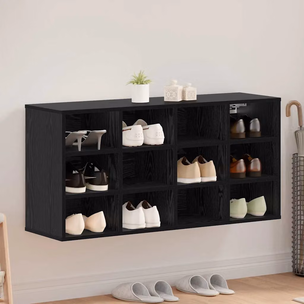 Scarpiera moderna vidaXL nera con ripiani piatti in MDF L 103 x P 30 x H 51 cm