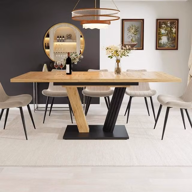 Tavolo allungabile cucina/soggiorno - Xylo - 120/160x80x76 cm - Aspetto legno gambe ad ali