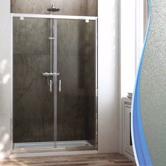Porta Parete Doccia 120 cm 2 Ante Battenti in Cristallo Opaco 6mm H185 Fosterberg Koge