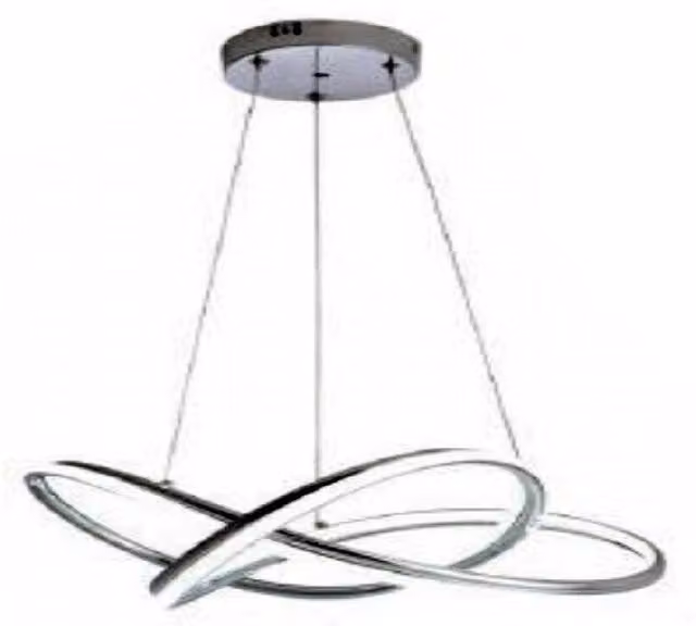 Lampadario a sospensione moderno Trade Shop in metallo con LED da 60 W, forma ovale, colore argento e bianco, con altezza regolabile