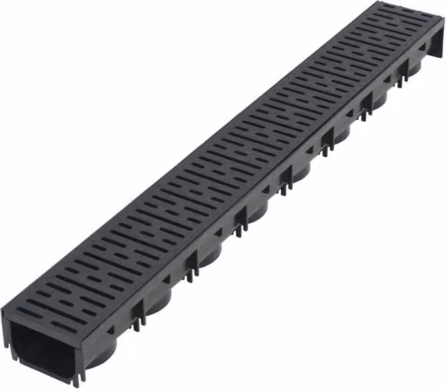 Set di 12 canalette di drenaggio vidaXL in plastica nera, lunghezza totale 12 m – 1