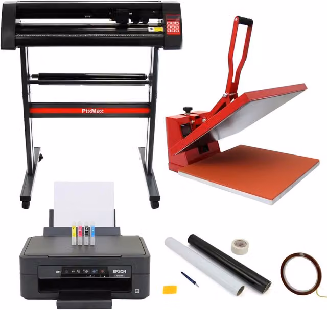 Bundle creativo PixMax con stampante inkjet Epson, plotter per vinile 720mm e pressa 50x50cm