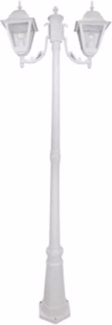Lampione da giardino New York IDROWEB con 2 luci, colore bianco, in alluminio e vetro, Altezza: 200 cm
