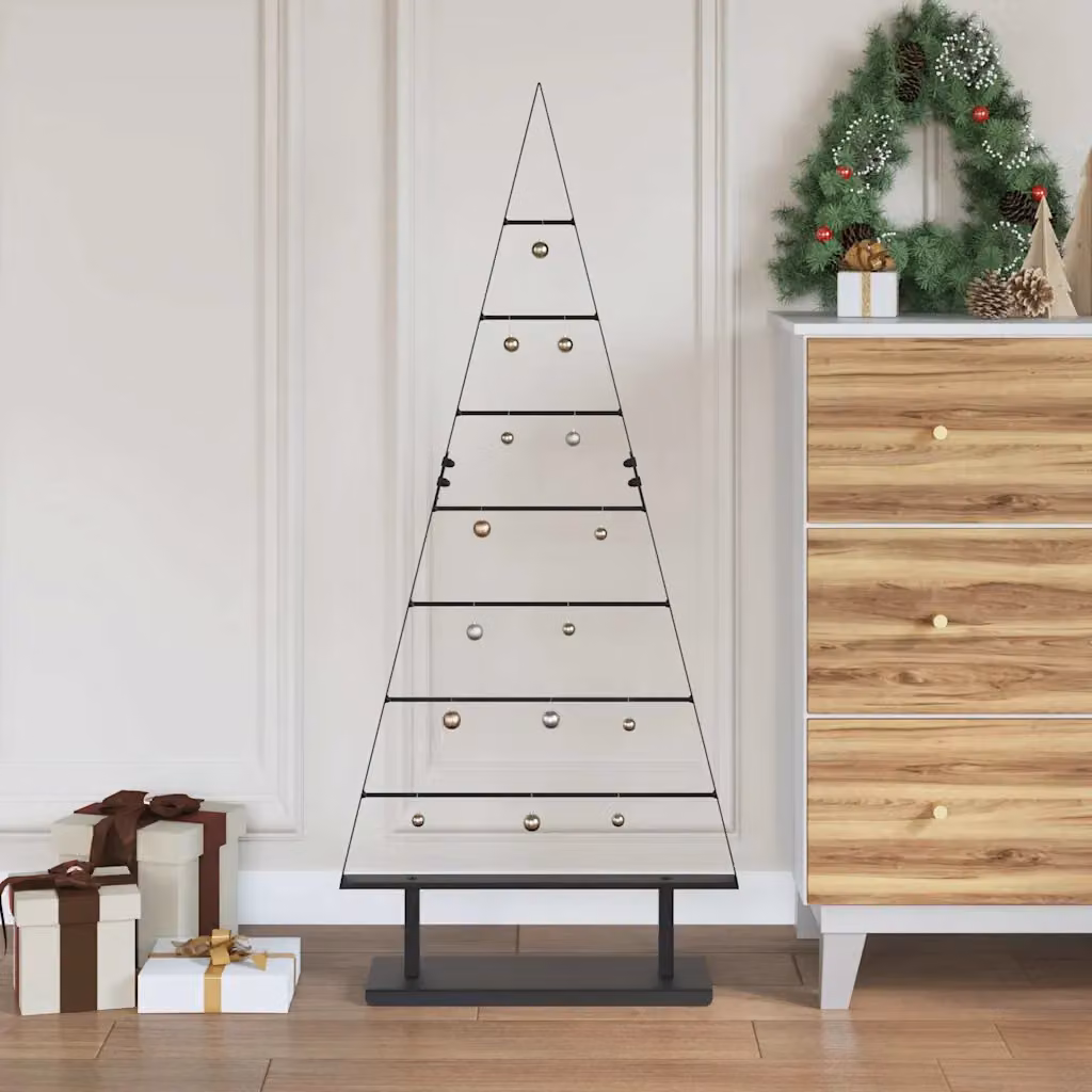 Albero di Natale da tavolo moderno vidaXL in metallo nero, Altezza: 125,5 cm