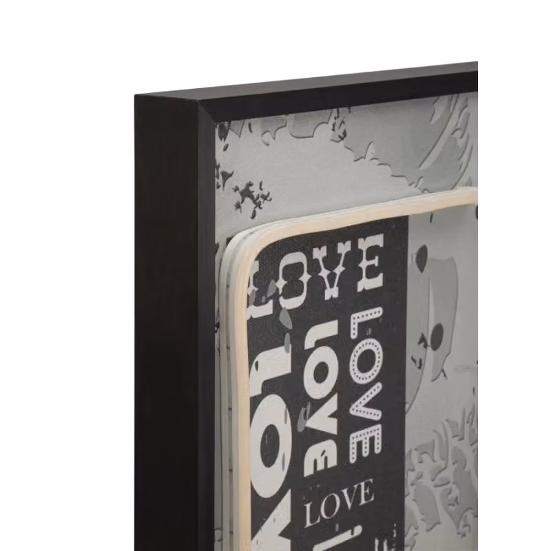 Stampa su tela Love con LED e applicazione 3D in acrilico di Mauro Ferretti, multicolore, L 60 cm x P 3,5 cm x H 90 cm – 2