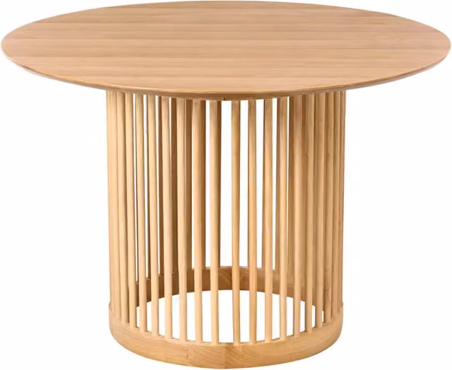 Tavolo da pranzo per sala da pranzo Cucina ø 110 cm Gambe in legno massello Impiallacciatura rovere chiaro