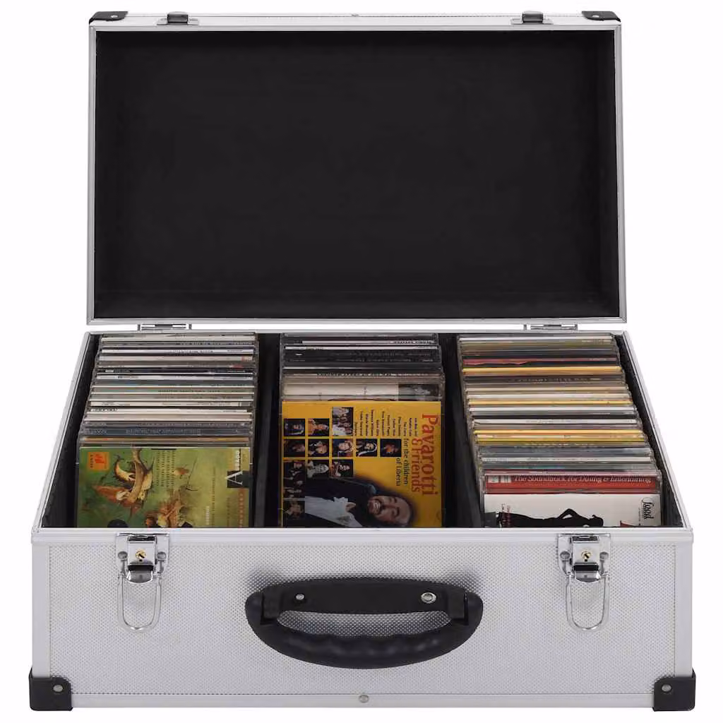 Custodia per 60 CD in Alluminio ABS vidaXL, Argento