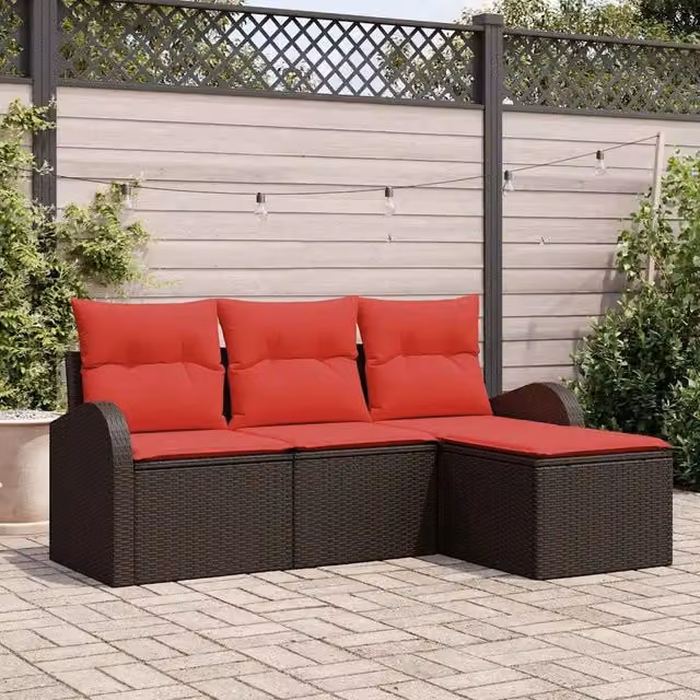 Set Divano da Giardino Marrone polyrattan 3345994