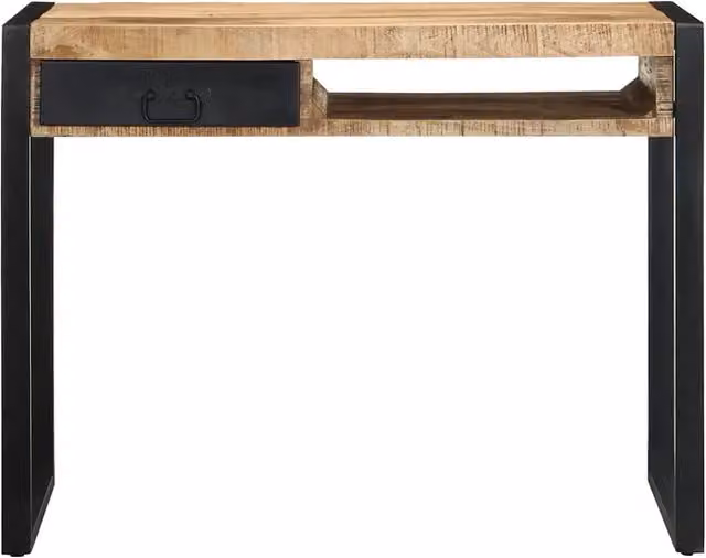 Scrivania in legno di mango e metallo stile industrial vidaXL, marrone, L 100 x P 50 x H 75 cm – 1