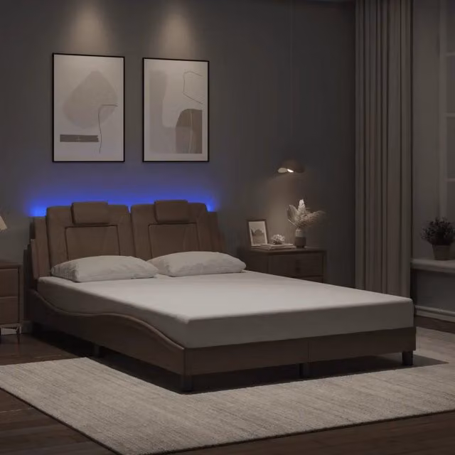Letto Giroletto Viana vidaXL con LED e porta USB, Colore Marrone, L/P: 120 x 200 cm