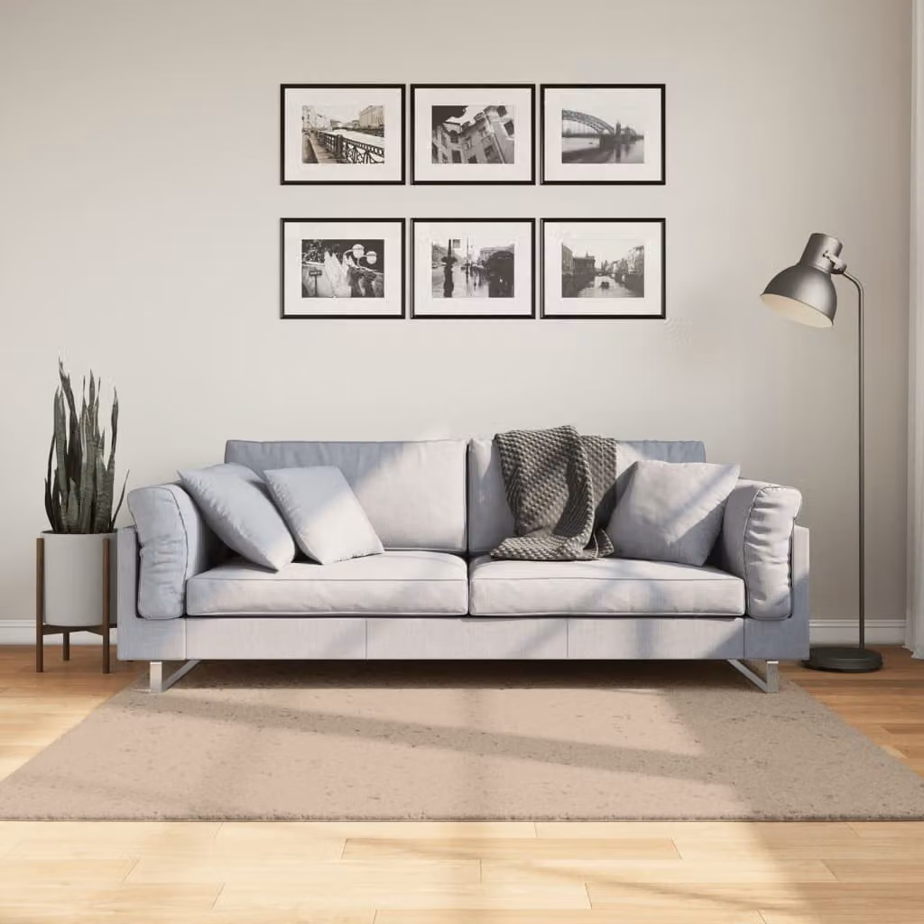 vidaXL Tappeto a Pelo Corto HUARTE Morbido e Lavabile Sabbia 160 x 160 cm