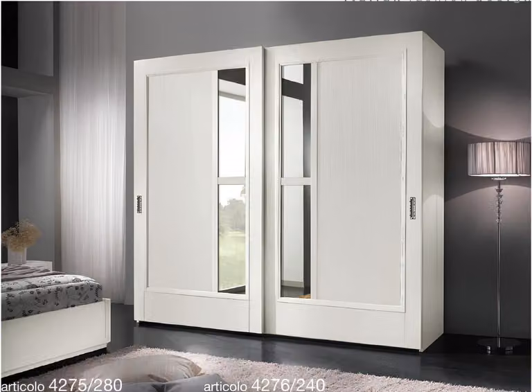 Kleiderschrank Schiebetüren Schlafzimmer Schrank Wand Schränke Holz Spiegel