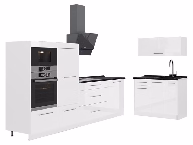 Cucina Vicco Fame-Line Bianco lucido/Bianco 380 cm senza piano di lavoro, Model 64143