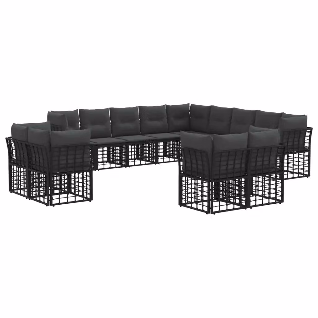 Set di divano da esterno a L vidaXL con cuscini, Nero e Grigio – 2