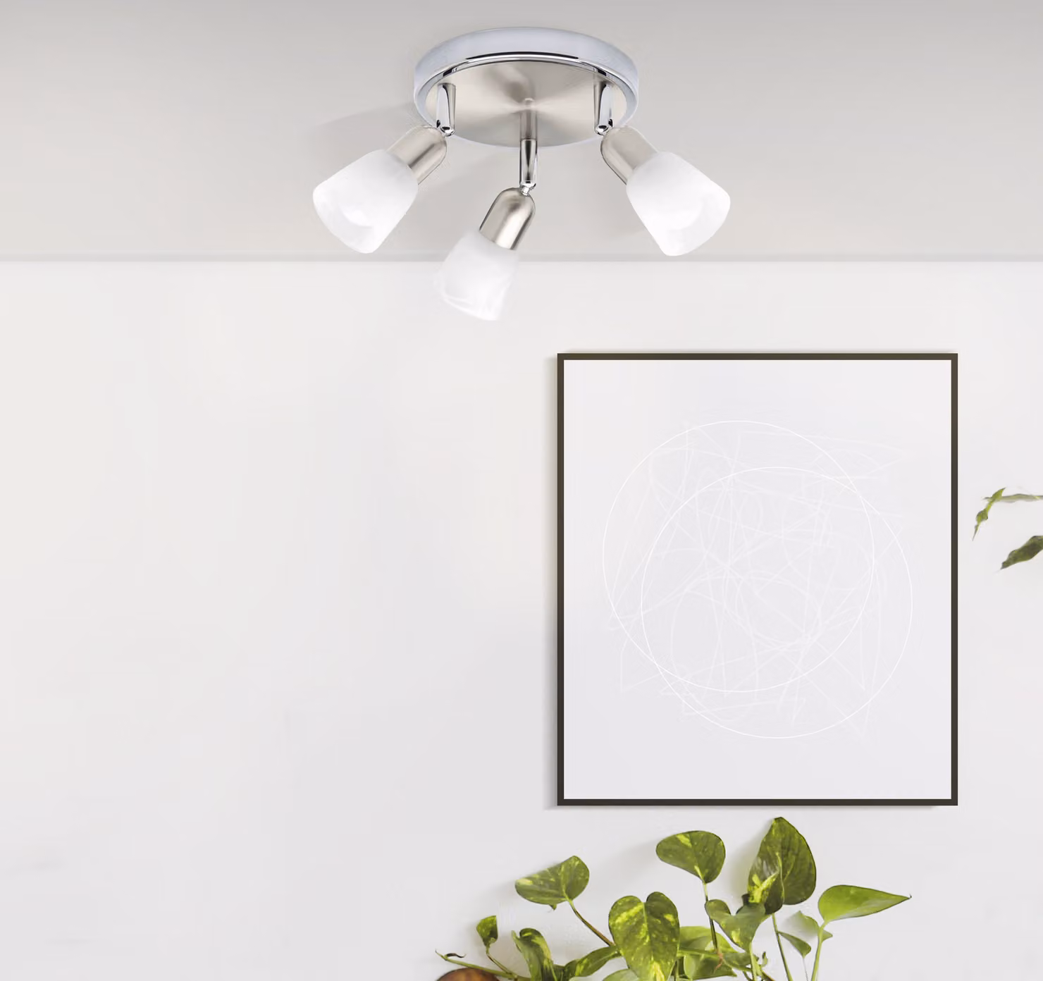 BRILLANTE faretto Sofia | faretto da soffitto | metallo/vetro | cromo/bianco | teste orientabili | 3 fiamme | 3x E14 max 40 W