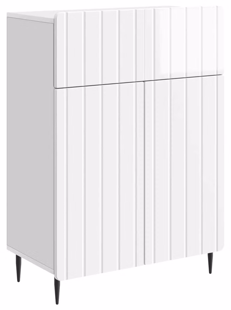Credenza Bianco Lucido 66 x 34,5 x 92 cm Legno ingegnerizzato