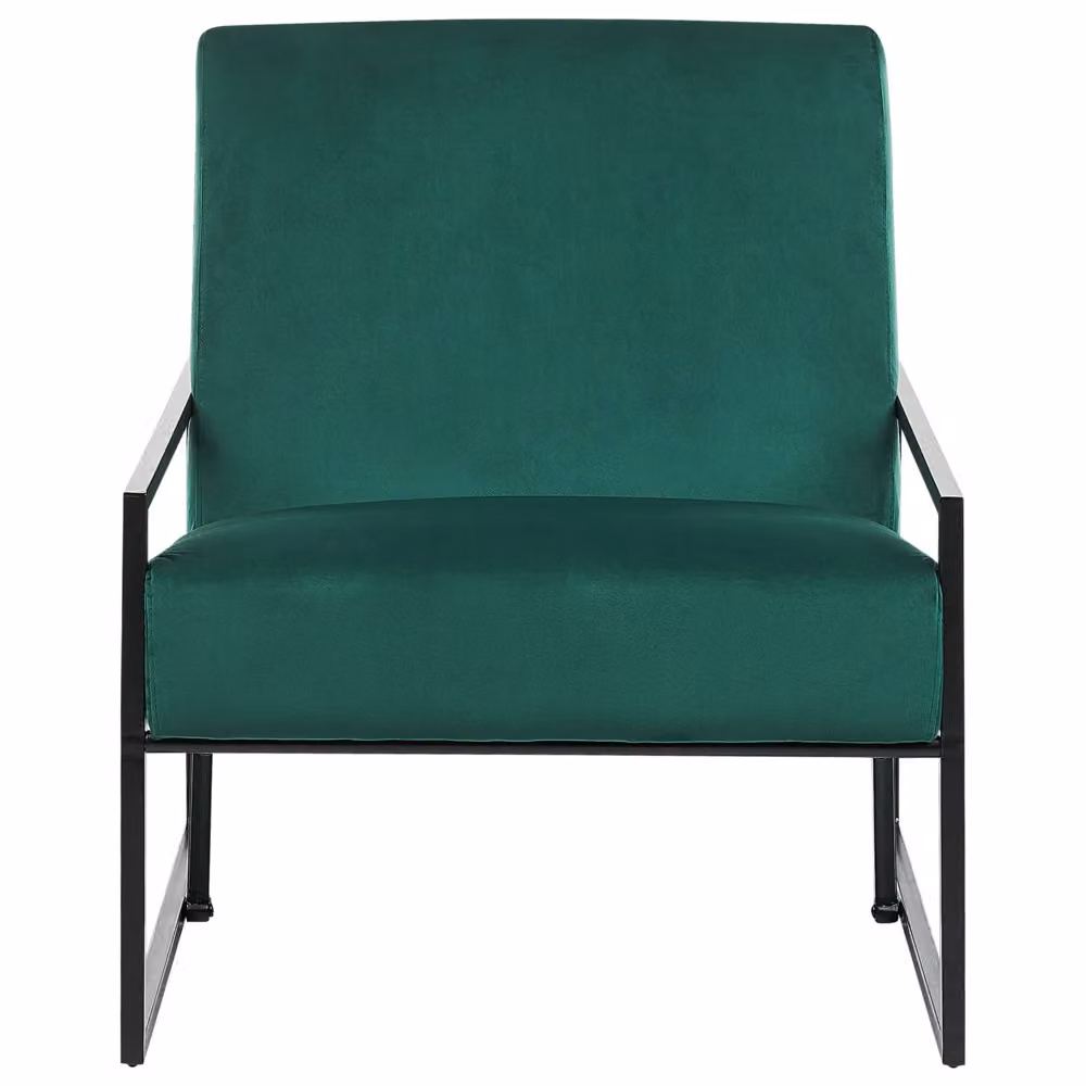 Poltrona in velluto verde BELIANI con braccioli e struttura in metallo nero L: 69 cm, P: 41 cm, H: 83 cm – 2