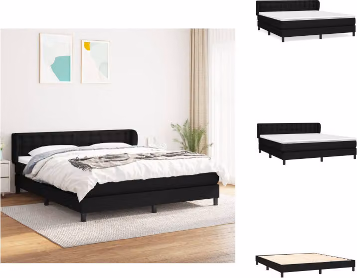vidaXL Letto a molle con materasso nero 160x200 cm in tessuto - Letti e strutture letto