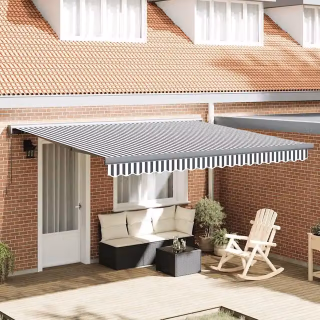 Tenda Retrattile Antracite e Bianca 4x3 m Tessuto e Alluminio 3216130
