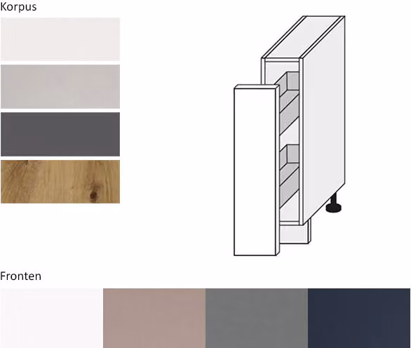 Base farmacia BO-D15/cargo con cestino estraibile in metallo da 15 cm a sinistra dąb artisan - grigio polvere ma