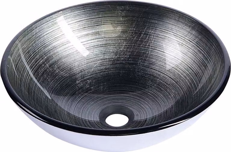 Sapho Beauty - Lavabo da appoggio, diametro 420 mm, vetro, grigio scuro/argento 2501-20