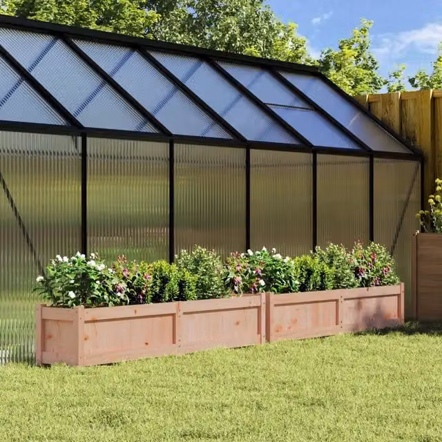Set di 2 fioriere da giardino vidaXL in legno massello di colore marrone L: 150 cm, P: 31 cm, H: 31 cm – 1