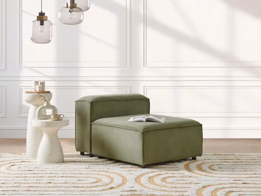 Poltrona imbottita componibile BELIANI in velluto verde con struttura in legno e stile moderno L 120 x P 68 x H 88 cm – 2