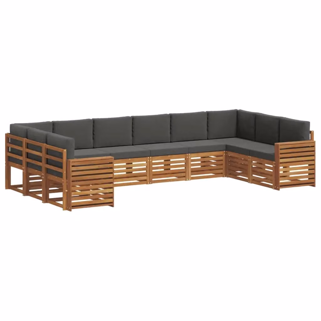 Set di divani da esterno a L vidaXL in legno di acacia con cuscini beige e antracite – 2