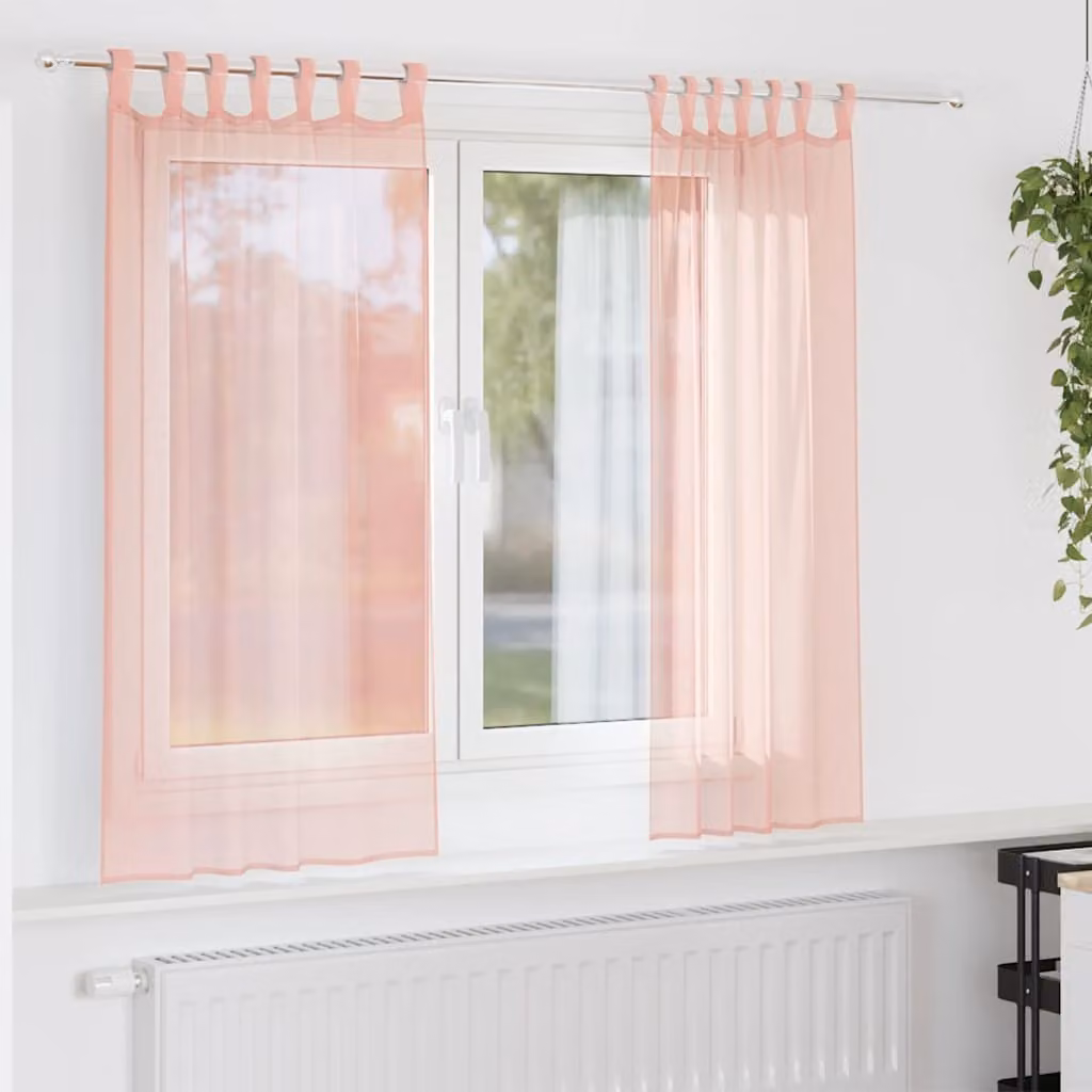 Set di 2 tende in voile semi-trasparenti vidaXL rosa con tasche per asta, L 140 cm x H 140 cm