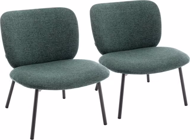 Oviala - Set di 2 poltrone relax in acciaio e tessuto verde scuro