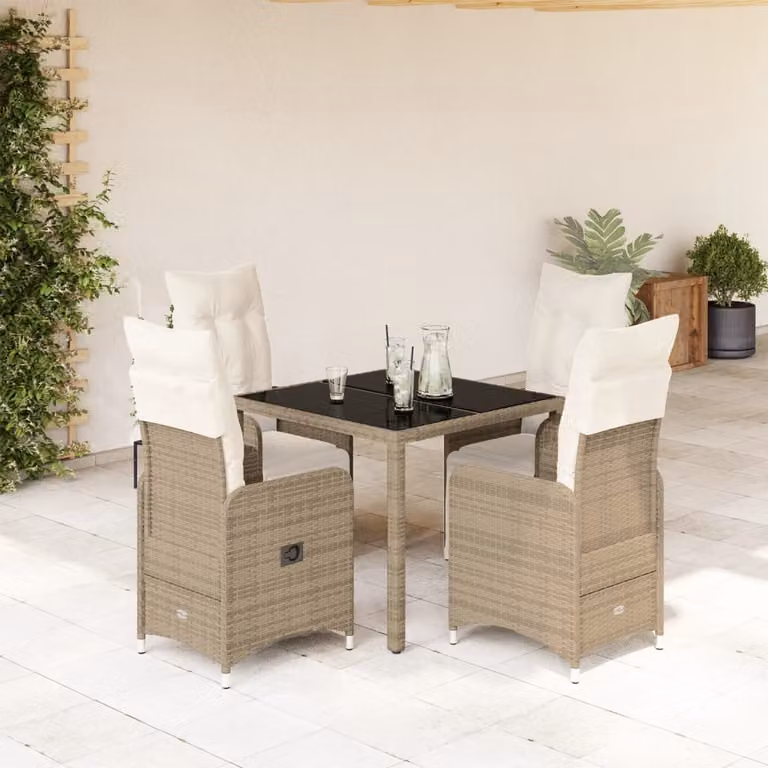 Maison Exclusive - Set Bistrò da Giardino 5 pz con Cuscini in Polyrattan Marrone