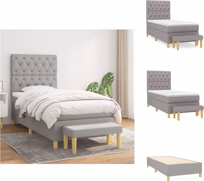 vidaXL Letto a molle con materasso grigio chiaro 80x200 cm in tessuto - Letti & strutture letto