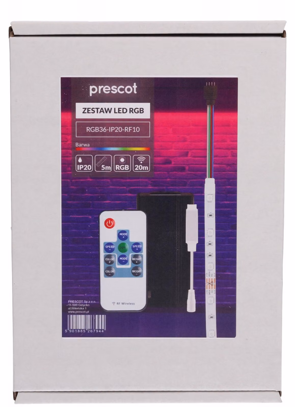 Striscia LED Prescot RGB, 36W, 5 metri, con telecomando
