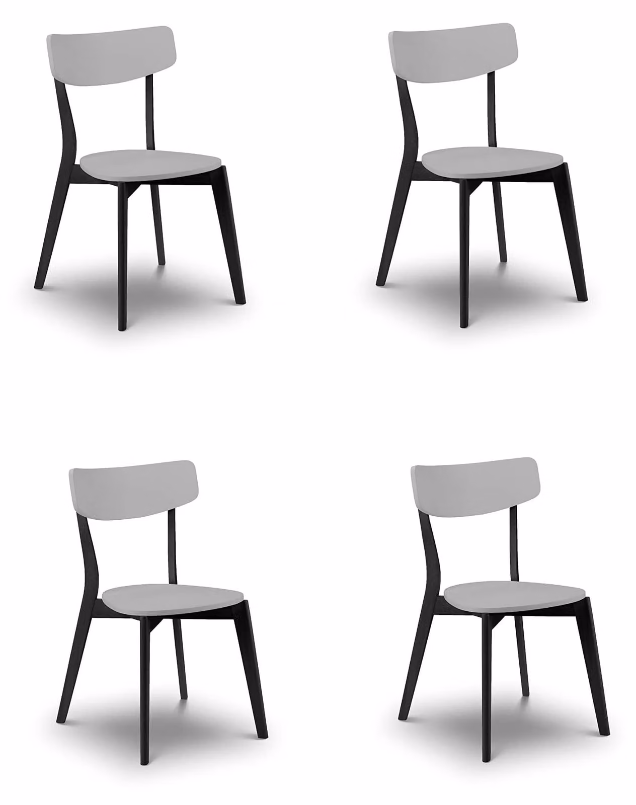 Set di 4 sedie da pranzo, colore grigio/nero, stile retrò, dimensioni 50x50x80 cm