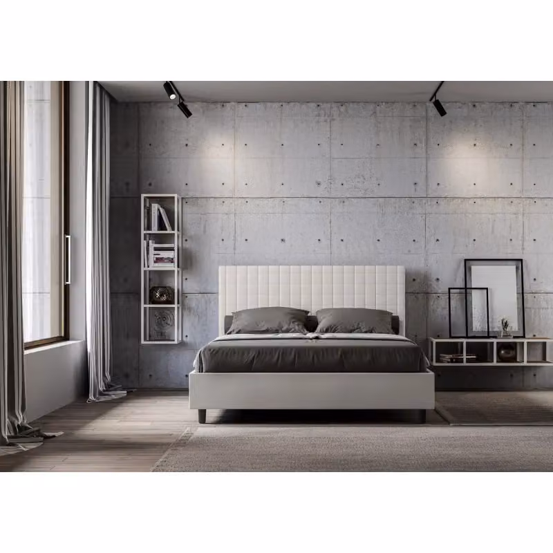 Letto matrimoniale alla francese Sunny Ityhome imbottito in similpelle bianco con rete L/P/H: 150 x 210 x 122 cm – 2