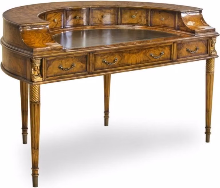 Casa Padrino scrivania in mogano Art Nouveau con 10 cassetti marrone/oro antico 145 x 80 x h. 90 cm - qualità lusso