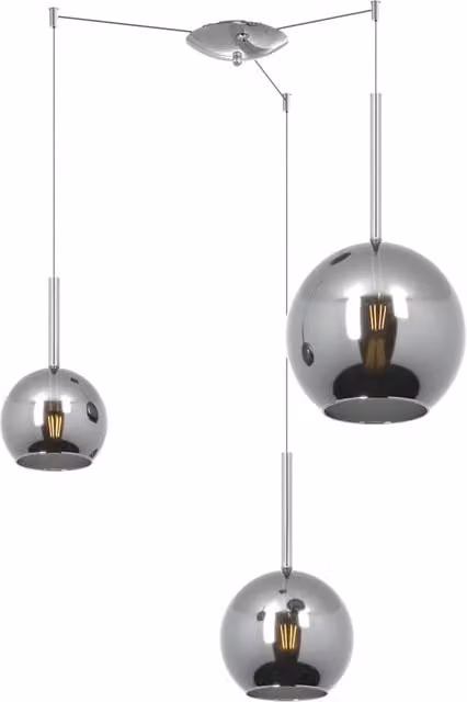 Lampadario Contemporaneo Future Metallo Cromo Vetro 3 Luci E27