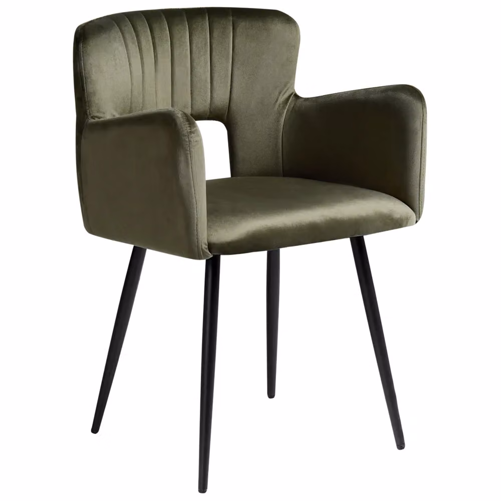 Set di 2 sedie da pranzo BELIANI in velluto verde con braccioli e gambe in metallo in stile industriale moderno – 2
