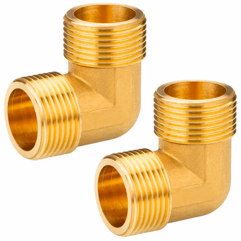 2 pezzi di raccordo angolare a 90 gradi in ottone, filettatura maschio da 1 pollice - Raccordi per impianti sanitari