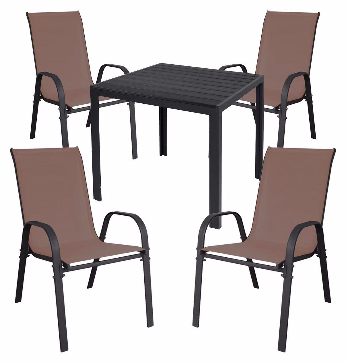 Set da giardino Set di sedute 5 pezzi L90xL90xH74cm Non Legno Antracite