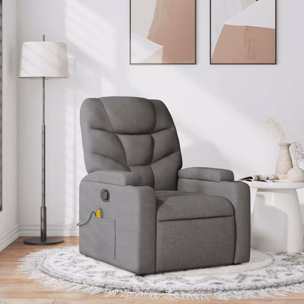 vidaXL Poltrona Reclinabile Relax in Tessuto Grigio con Braccioli
