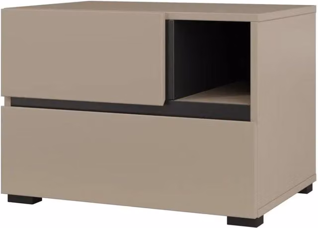 Tavolino da notte HAVANA Meublorama beige e nero con 2 cassetti e 1 nicchia in MDF L/P/H: 40 x 40 x 55 cm – 1