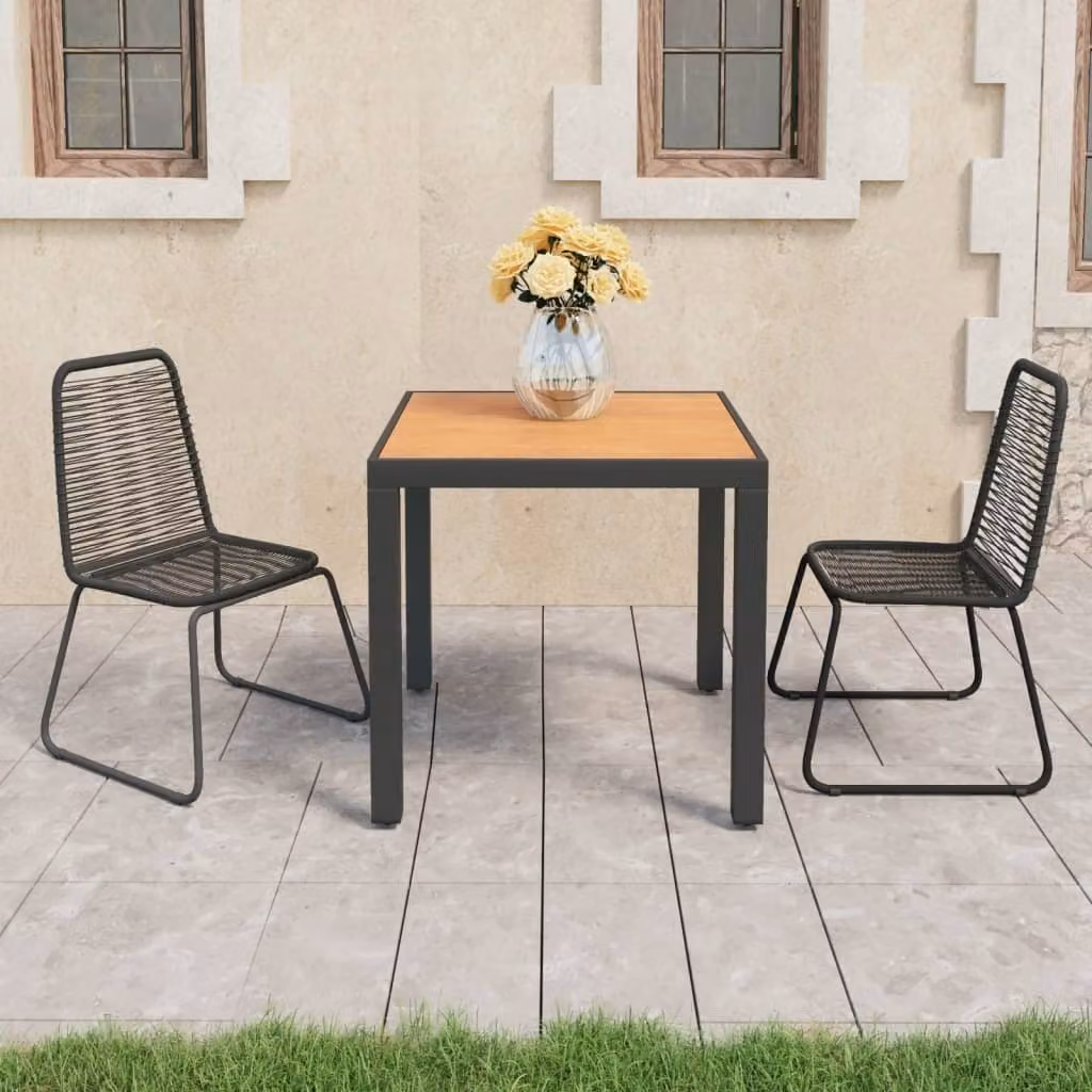 Maison Exclusive - Set da pranzo da giardino a 3 pezzi in rattan PVC nero e marrone