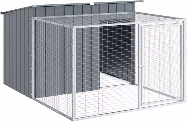 Cuccia per cani con recinto antracite 153x194x110 cm in acciaio zincato