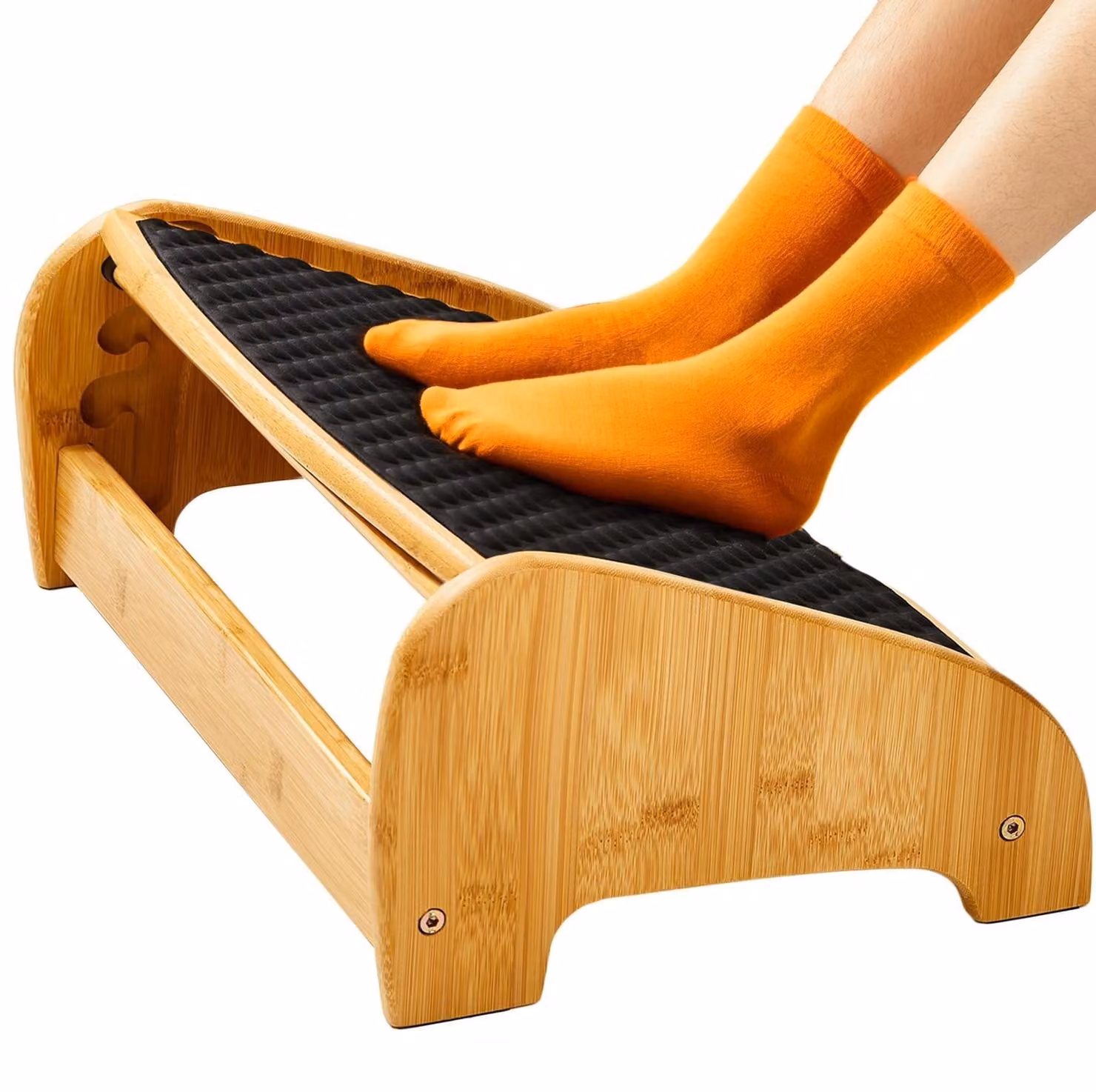 Elzusha - Poggiapiedi ergonomico in bambù con 4 opzioni di altezza e inclinazione